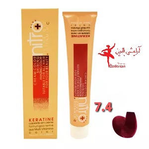رنگ مو نیترو شماره 7.4 -مدل keratine - رنگ : مسی روشن