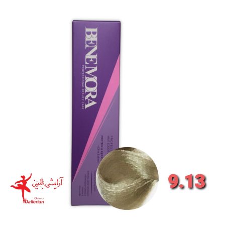 رنگ مو بن مورا شماره 9.13 حجم 100 میلی لیتر رنگ بلوند خاکستری طلایی خیلی روشن  Ben Mora hair color 9.13 100 ml
